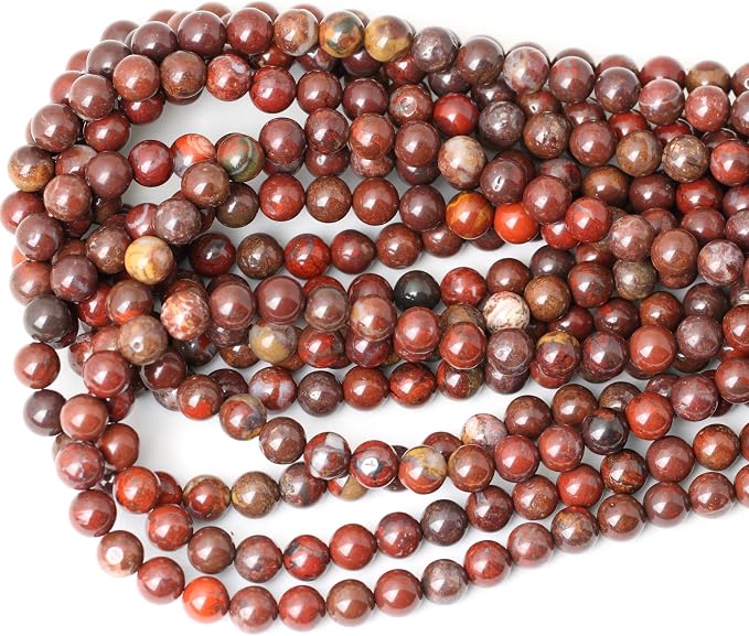 45PCS 8mm Natural Red Brecciated Jasper Gemstone Round Loose Beads Stone Beads - Image 3