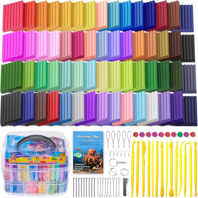 Ixiaoyoo 60 Colors Polymer Clay, Oven Bake DIY Modeling Clay by Ixiaoyoo