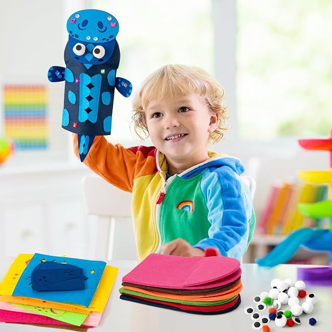 WATINC 6Pcs Hand Puppet Making Kit, Art Craft Felt Sock Puppet Toys, Creative - Image 6