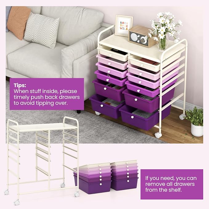 BECOMFORT 12-Drawer Rolling Cart - Image 3