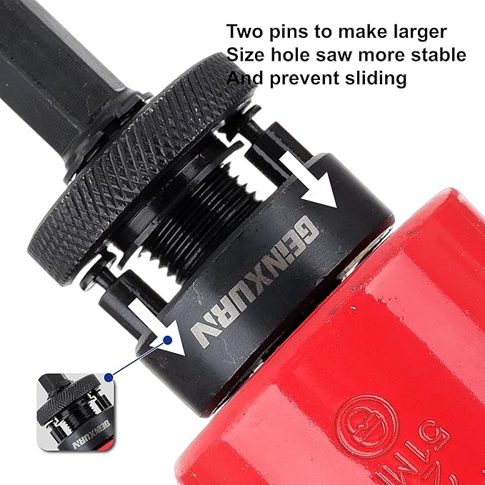 General Hole Saw Mandrel, 7/16-Inch and 3/8 Inch Hole Saw Arbor with 3Pcs Central Drill/2PCS Hex wrench/2Pcs Spring