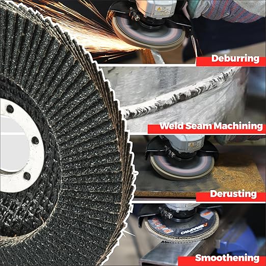 Jumbo Zirconia Flap Discs 4 1/2 for Angle Grinder, 40/60/80/120 Grit 4.5" x 7/8" High Density Type 29 Arbor Grinding Wheels for Wood Finishing, Rust Removal, Metal Sanding - 10 Pack