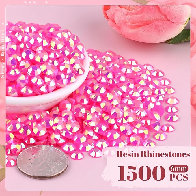 1500PCS 6mm Resin Jelly Rhinestones in Bulk, Bedazzling Flatback Crystals - Image 2