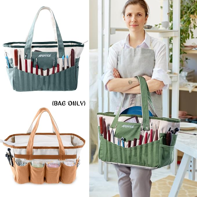 Pottery Tools Bag with Pockets for Clay Sculpting Tools, Ceramic Tools– Art - Image 6