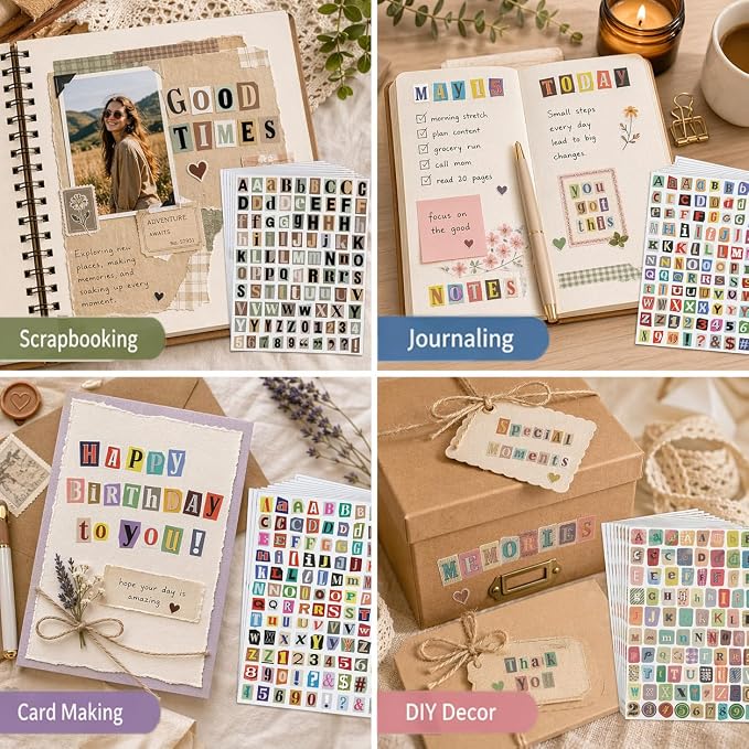 1920pcs Scrapbook Letter Stickers Ransom Vintage Junk Journal Stickers Numbers - Image 3