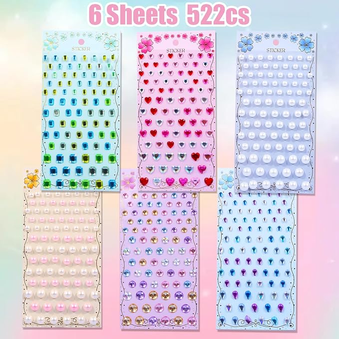 Gem Stickers for Kids Shiny Self Adhesive Stick On Rhinestones Jewel Diamond - Image 3