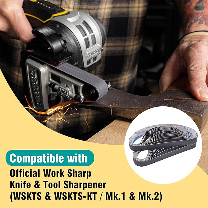 30 Pcs 1/2 x 12 Inch Replacement Sharpening Belt, 1000 Fine Grit Knife Sharpener Sanding Belt Kit for Official Work Sharp (WSKTS & WSKTS-KT/Mk.1 & Mk.2) Knife & Tool Sharpener