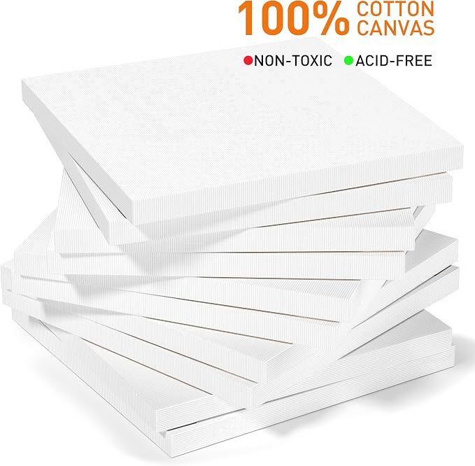 GOTIDEAL Stretched Canvases for Painting, 12x12 Inch Set of 7, Primed White - Image 3