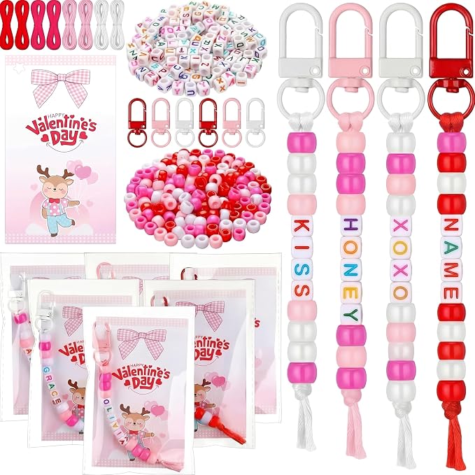 Suncalla 984 Pcs 24 Set Valentines Crafts Keychain Bead DIY Making Kit Gift | by Unknown