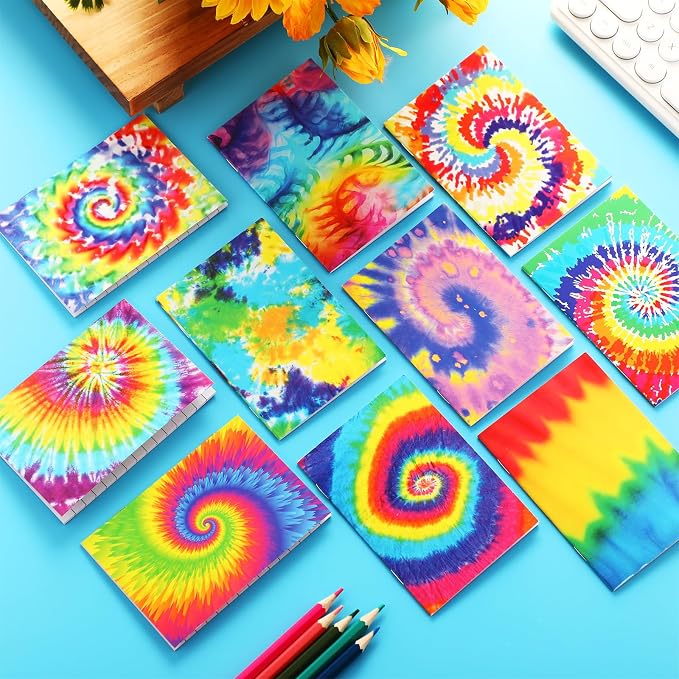 Tenceur 100 Pcs Mini Tie Dye Notepads Pastel Notebooks Small Multicolor Style - Image 4