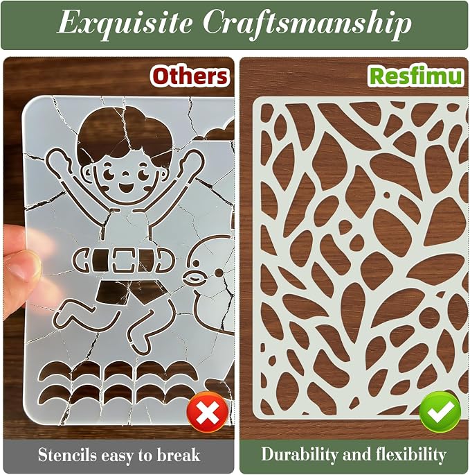 Geometric Texture Stencils for Crafts Reusable 16Pcs Stencils | DIY Art - Image 3