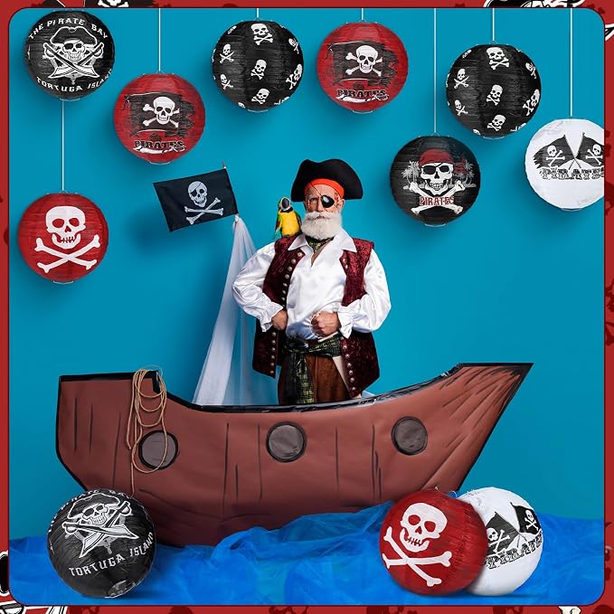 Panelee 12 Pcs Pirate Theme Paper Lanterns Birthday Party Decorations 8 Inch - Image 7