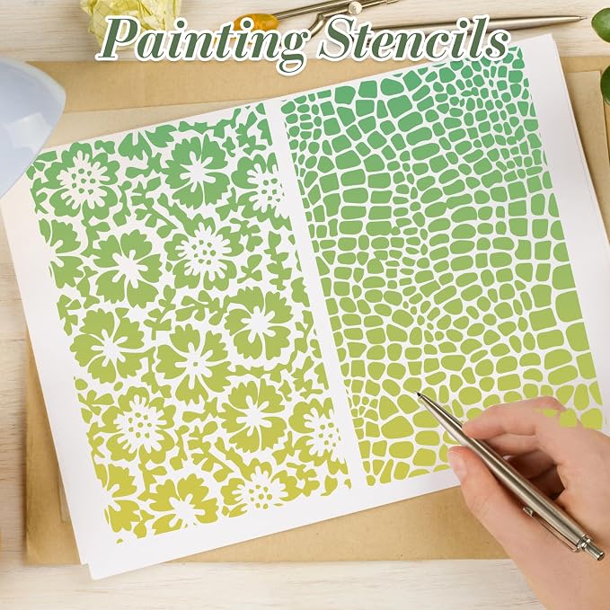 Geometric Texture Stencils for Crafts Reusable 12Pcs Stencils | DIY Art - Image 6