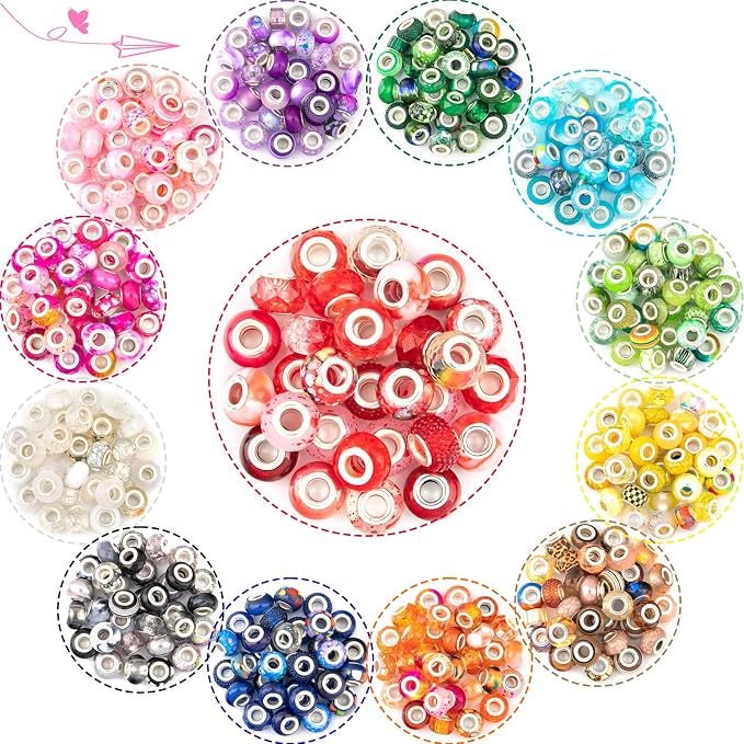 220 Pcs European Large Hole Spacer Beads, Zyehxed Assortment European Craft - Image 5