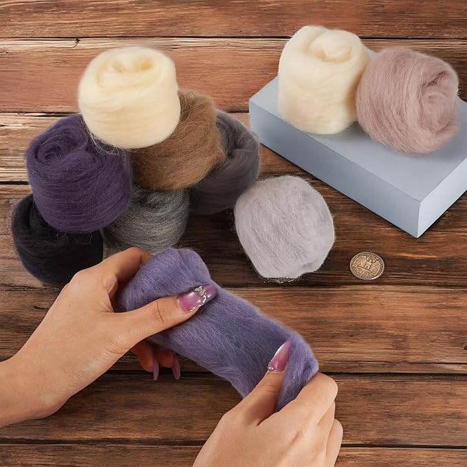 FASHEWELRY 1.76 oz Wool Roving for Needle Felting Kit 10 Colors Felting Wool - Image 4
