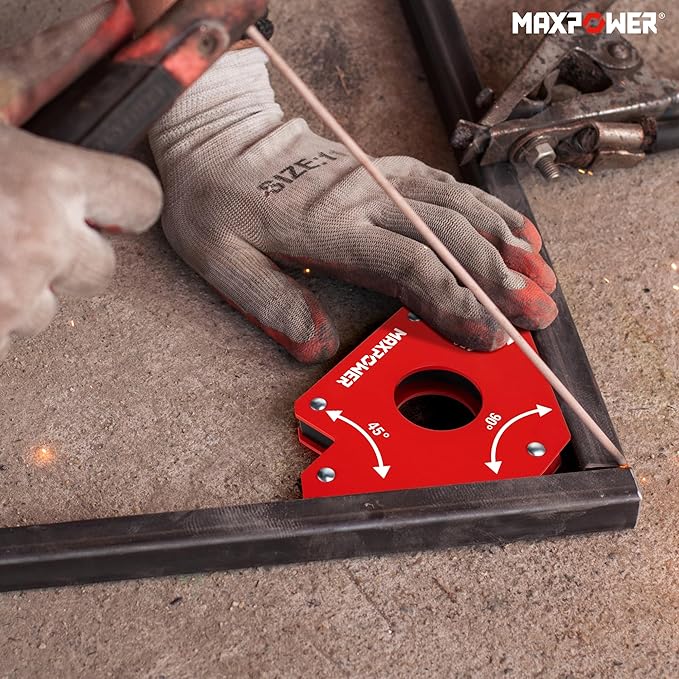 MAXPOWER Welding Magnets, 2-piece Welding Magnet Set, 75 LBS Holding Power Welding Accessories, 45° and 90° Angle Welding Magnet Holder for Welding Work