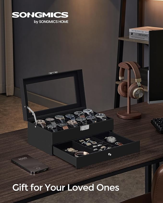 SONGMICS Watch Box, 12-Slot Watch Case Organizer - Image 2