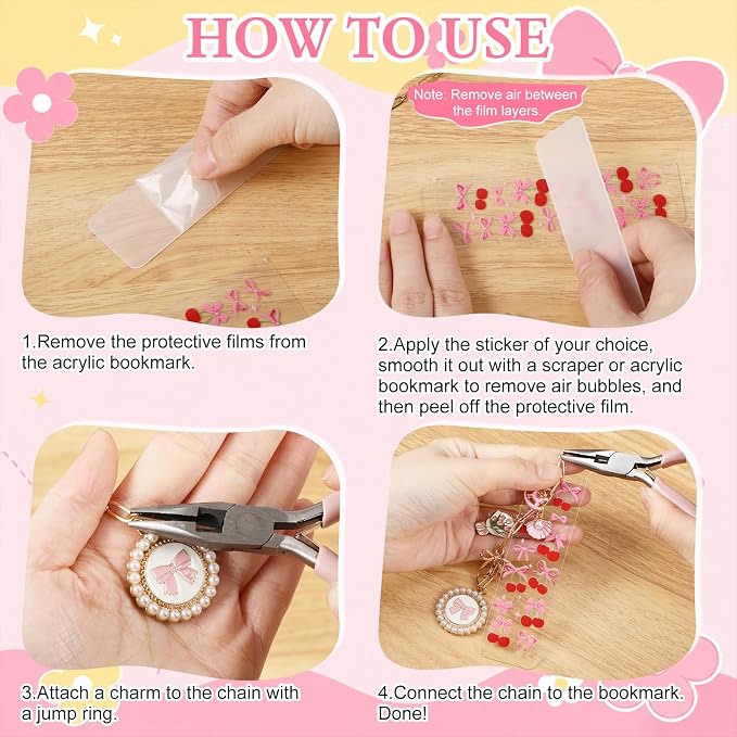 Tudomro 274 Pcs Acrylic Bookmark Making Kit 12 Set Acrylic Bookmark Blanks - Image 7