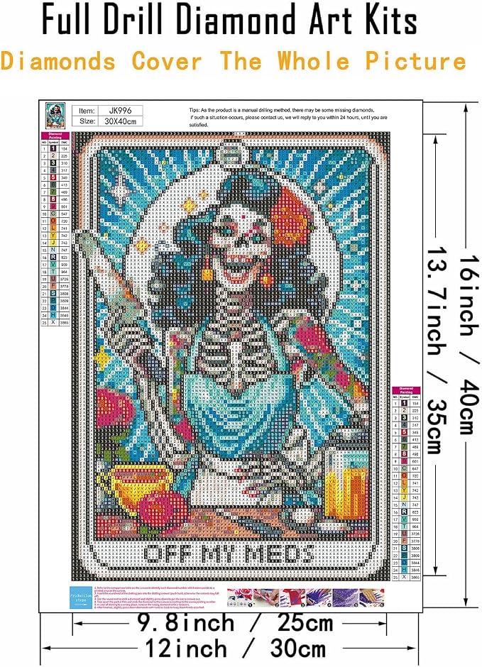 CHWGLFGG 5D Diamond Art Kits for Adults Beginners, Skull Skeleton Chef Diamond - Image 5