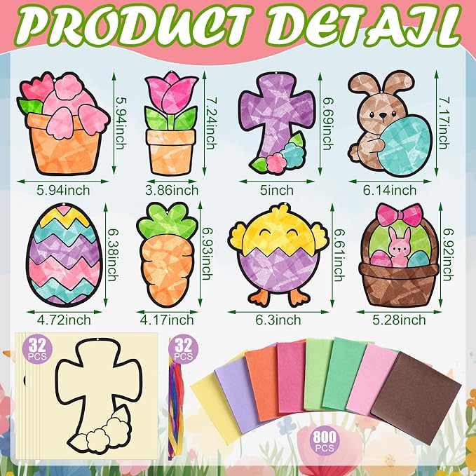 Eersida 32 Sets Easter Suncatcher Craft Kit, Easter Window Art Crafts - Image 3