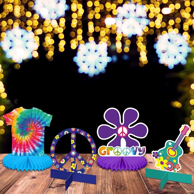 Nezyo 12 Pcs Tie Dye Hippie Party Honeycomb Centerpieces Decorations 60's 70s - Image 5