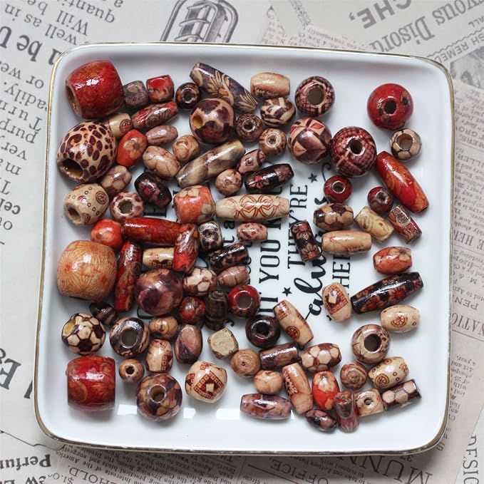 BetterJonny 300pcs Mixed Painted Drum Wood Spacer Beads - Image 4