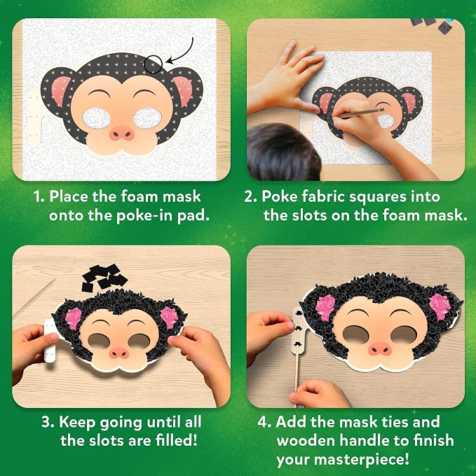 Skillmatics Poke-in Art – Animal Masks, Mess-Free DIY Wood Craft Kit | Fun - Image 6