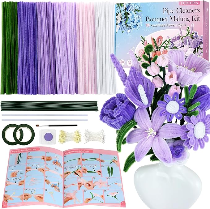 Funtopia Pipe Cleaner Flowers, Pipe Cleaner Flower Kit by Funtopia
