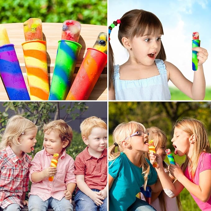 6pcs Popsicles Molds, Reusable Baby Silicone Popsicle Molds Multi Colors Ice - Image 5