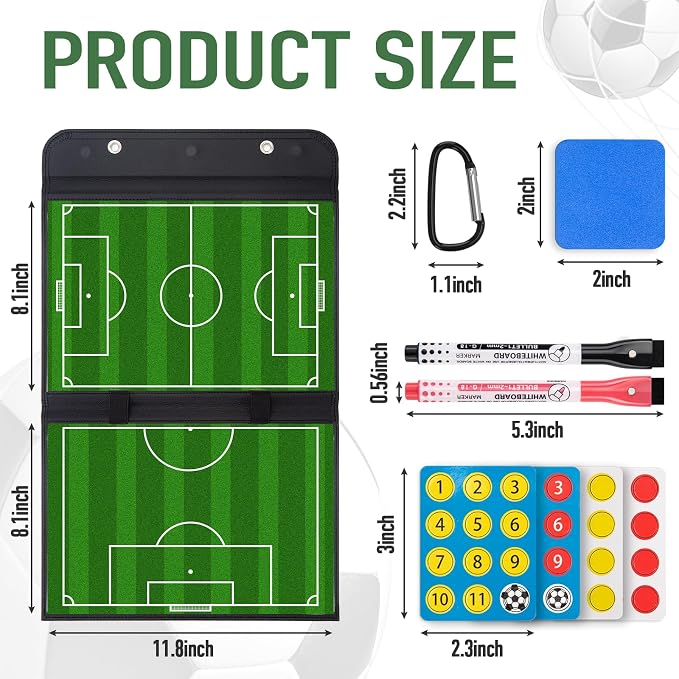 WISYOK Leather Covered Magnetic Soccer Lineup Board, Foldable and Portable - Image 2