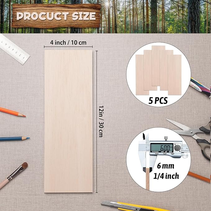 Balsa Wood Sheets 1/4" Thin, Unfinished Wooden Pieces Lumber - Image 3