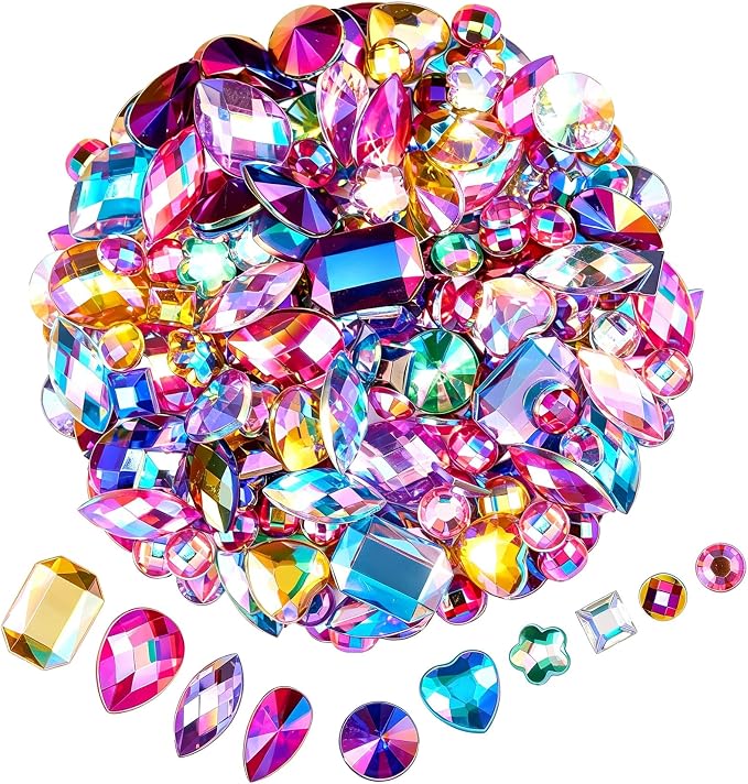 1200 Pcs AB Rhinestones for Bedazzling, Rainbow Effect Craft Gems for Crafting by Unknown