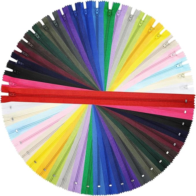 Zippers, DOITEM 48 pcs 40cm/16 Inch Multicolor Nylon Coil Zippers by DOITEM