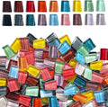 LITMIND 1.1LB Striped Crystal Glass Mosaic Tiles – Trapezoid Mix Assorted Colors by LITMIND