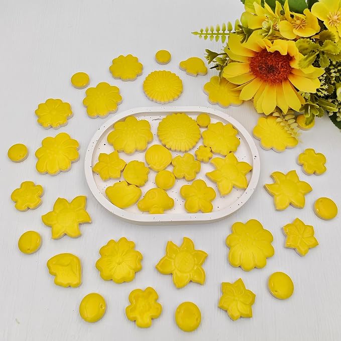 500g/1.1lb Ceramic Mosaic Tiles Mixed Shapes of Flowers, Mushrooms - Image 9