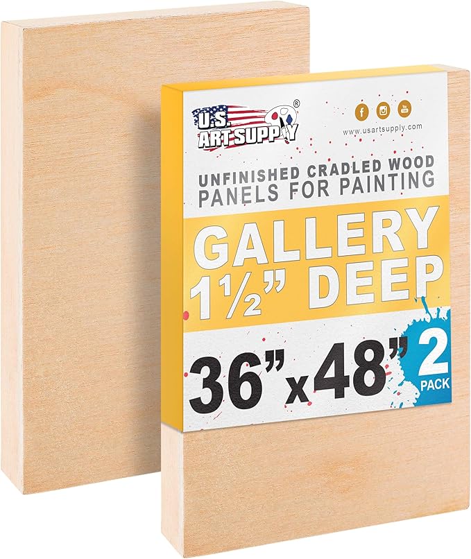 U.S. Art Supply 36" x 48" Unfinished Cradled Wood Panels by USArtSupply