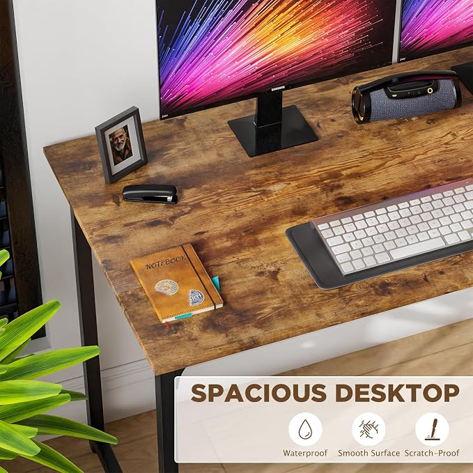 PayLessHere | 47 Inch Computer Desk | Brown | Office Desk - Image 4