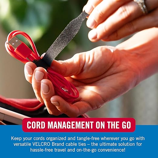 VELCRO Brand Reusable Cable Ties, 100 Pack 6 Inch, Cord & Cable Management - Image 3