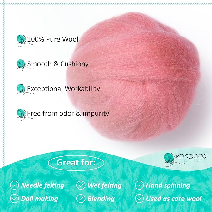 Kondoos Natural Wool roving, 2 OZ. Best Wool - Image 3