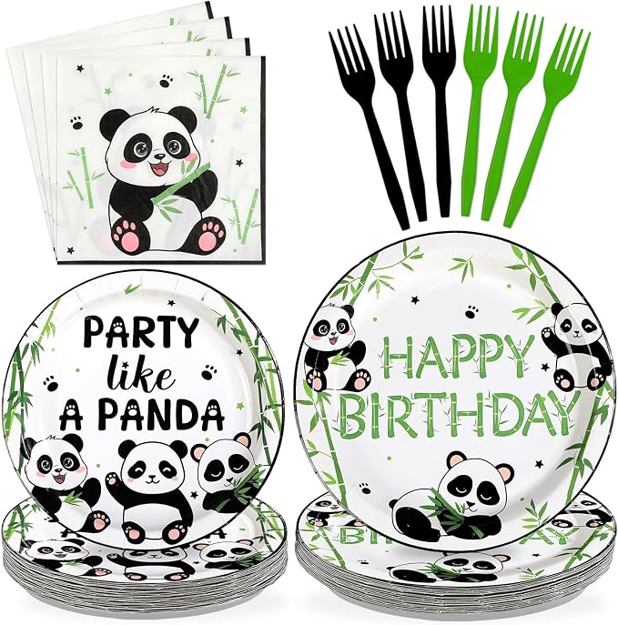 96 Pcs Panda Birthday Party Decorations by Greencian