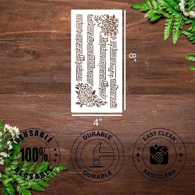 Floral Stencils for Crafts Reusable Texture Stencils Leaf Background Stencil - Image 2