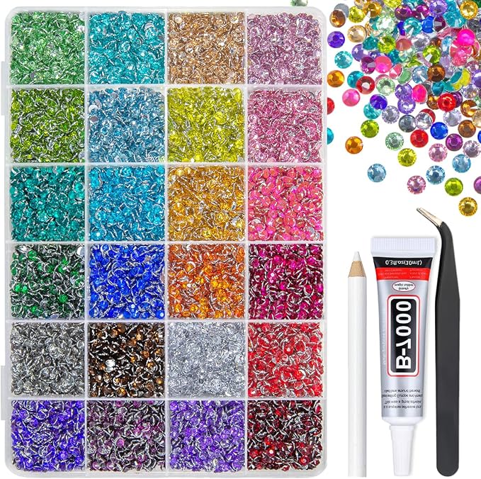 qiipii 24 Color 7200pcs 4mm Crystal Resin Rhinestones by qiipii