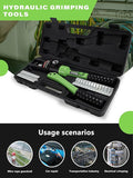 AMZCNC 16 Ton Hydraulic Wire Crimper Battery Cable Lug Terminal Crimping Tool,Crimps 8 AWG to 600 MCM, Cable Crimping Tool with 13 Pairs of Dies