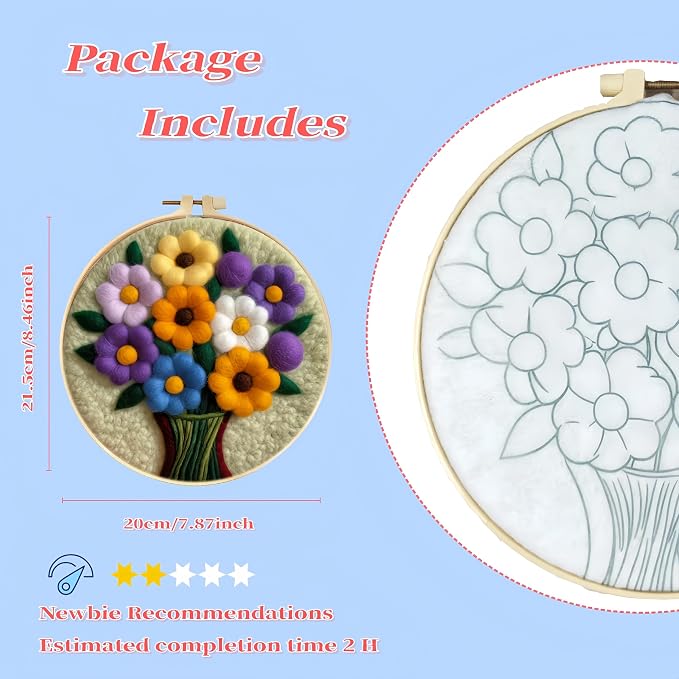 Wonafa DIY Wool Needle Felt Starter Kit, Beginner Needle Felt Kit - Image 2