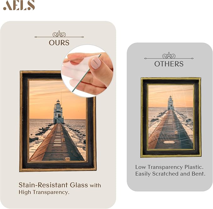 AELS 4x6 Inch Vintage Picture Frame, Photo Display, Tabletop Wall Hanging - Image 3