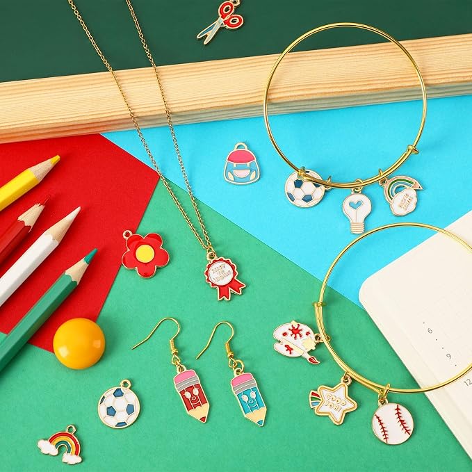 SANNIX 110Pcs 55 Pairs Teacher Enamel Charms - Image 3
