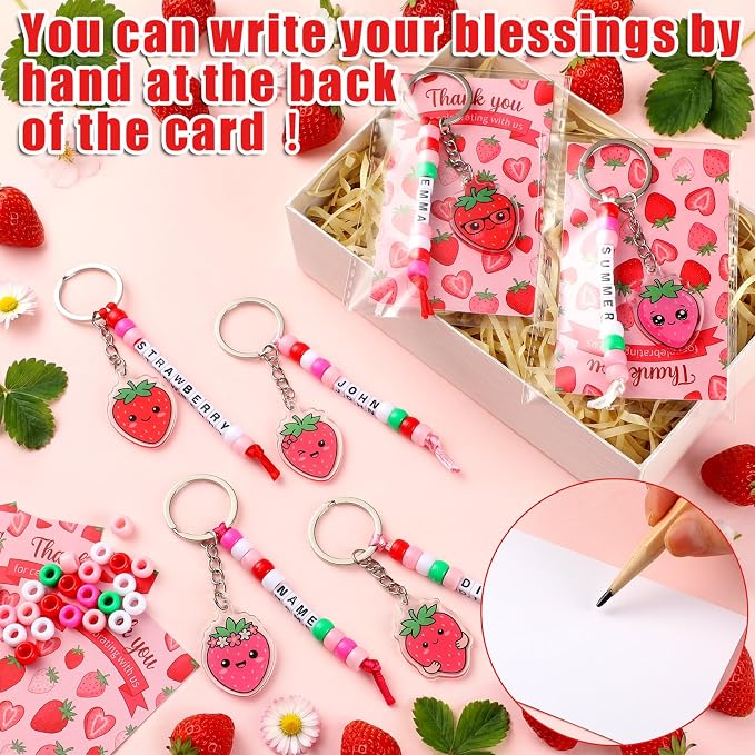 Suncalla 996 Pcs 24 Set Strawberry Keychain Making Kit DIY Charm Crafts | - Image 4