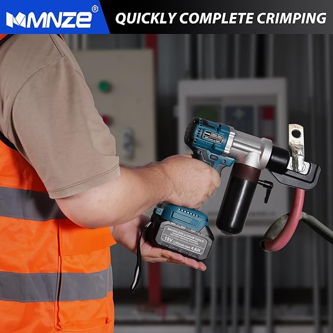 Electric Hydraulic Cable Lug Crimping Tool 6 Ton Hydraulic Electrical Wire Terminal Cable Lugs Crimper Rechargeable Crimping Tool Kits with 8 Dies, 12 AWG to 2/0 AWG