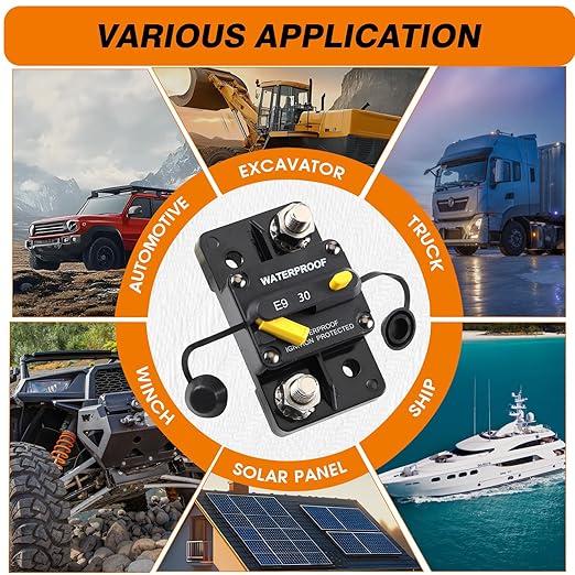 E93 Circuit Breaker Waterproof IP67 25A-300A Extended Surface Mount with 3/8" Diagonal Studs Hi-Amp Marine RV Truck Protector (175A)