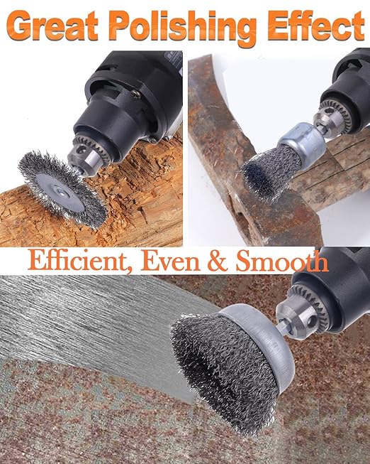 Rocaris 40 Pack Carbon Steel Wire Wheel Brush with 1/4-Inch Hex Shank, Cup Brush, Wheel Brush, Pen Brush Set, for Rust Removal, Corrosion and Scrub Surfaces